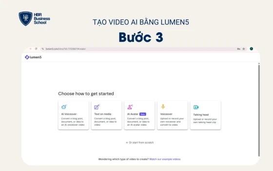Chọn tính năng tạo video AI