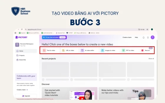 Lựa chọn kiểu video mà bạn muốn tạo